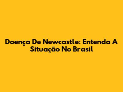 Doença De Newcastle: Entenda A Situação No Brasil