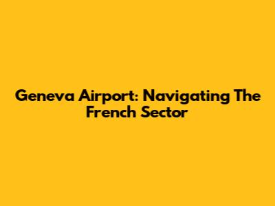 Geneva Airport: Navigating The French Sector