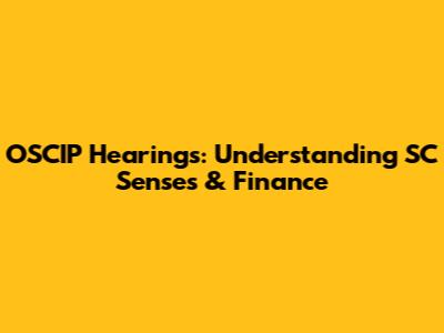OSCIP Hearings: Understanding SC Senses & Finance