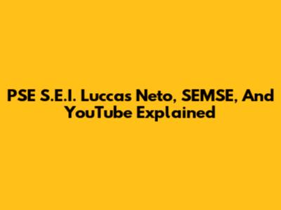 PSE S.E.I. Luccas Neto, SEMSE, And YouTube Explained