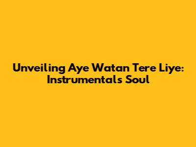 Unveiling 'Aye Watan Tere Liye': Instrumental's Soul